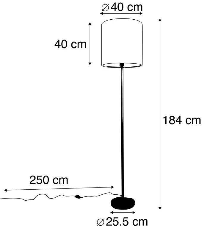 Candeeiro de pé com cúpula preta estampado de leopardo 40 cm - Simplo Moderno