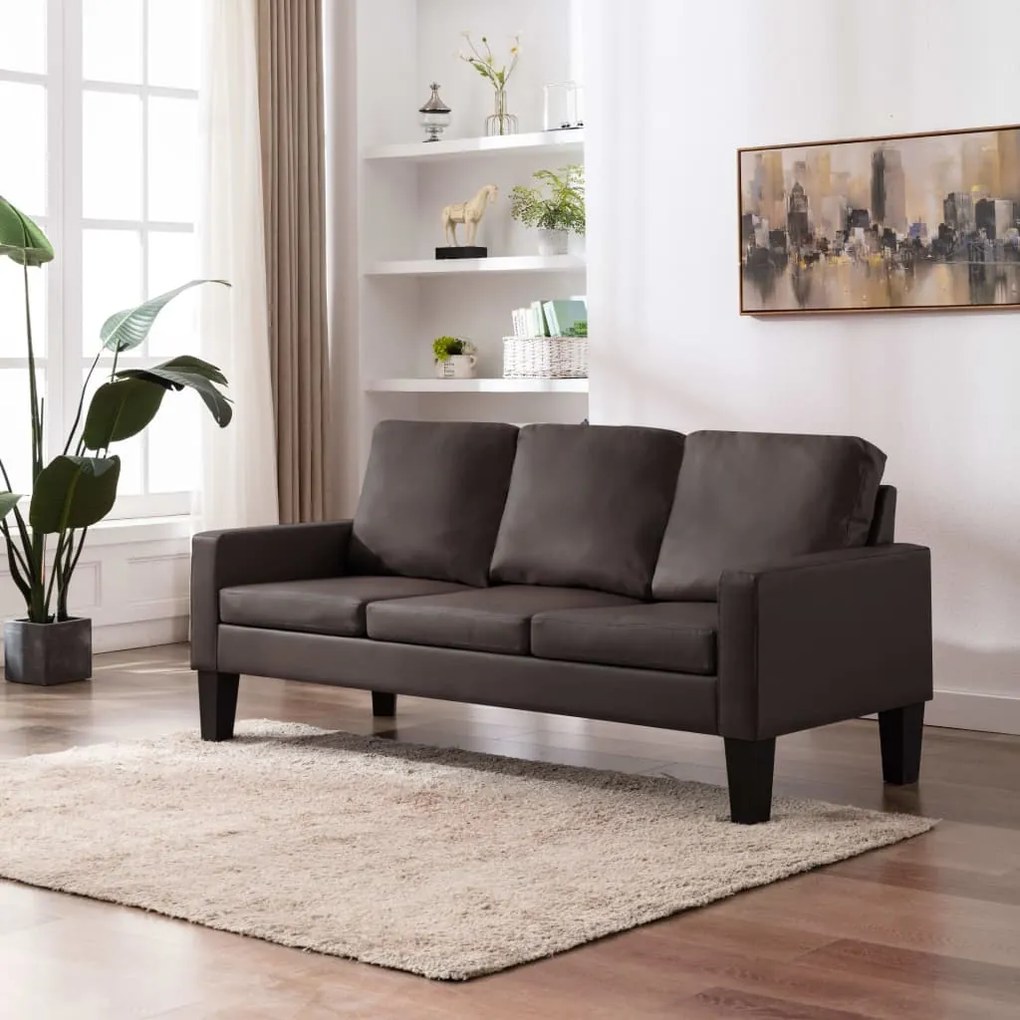 vidaXL Sofá de 3 lugares couro artificial castanho