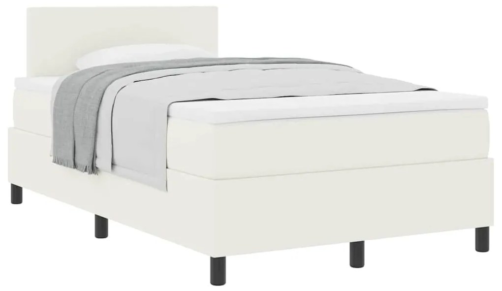 Cama Box Spring com Colchão Creme 120x200 cm Tecido de Veludo Cotelê