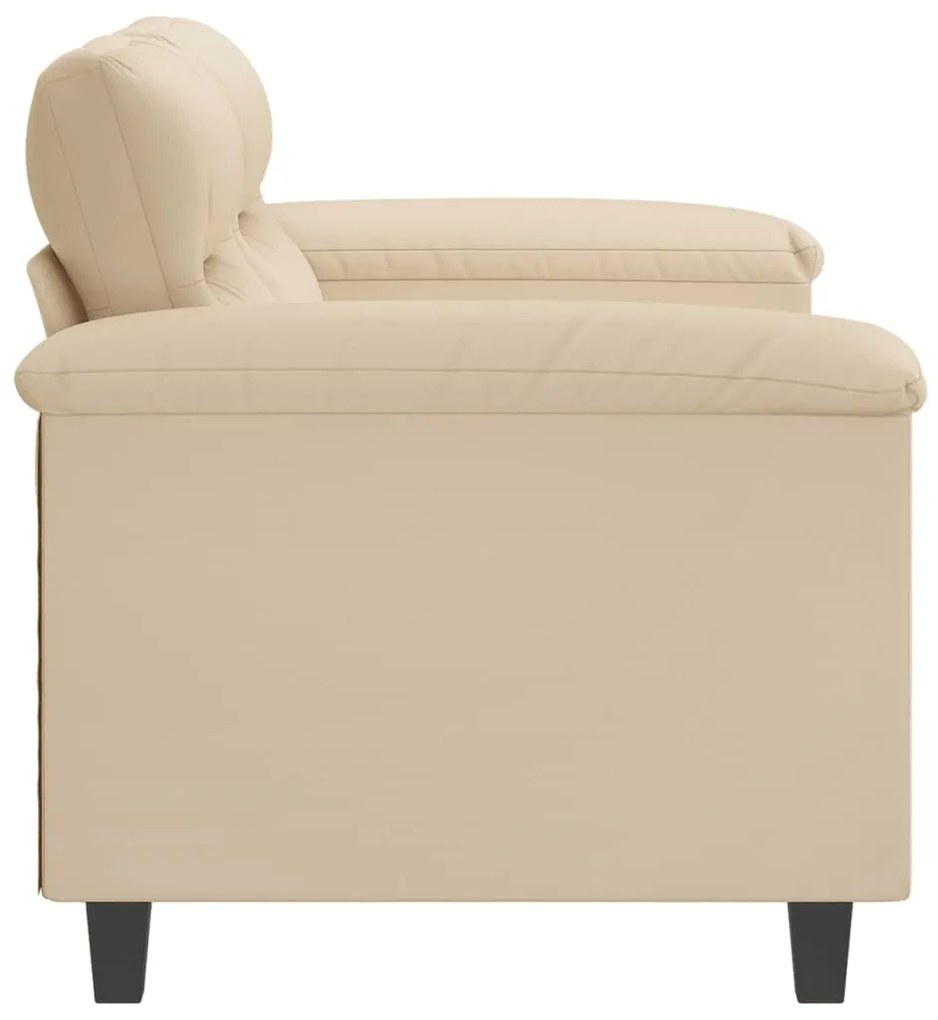 Sofá de 2 lugares 120 cm tecido de microfibra cor creme