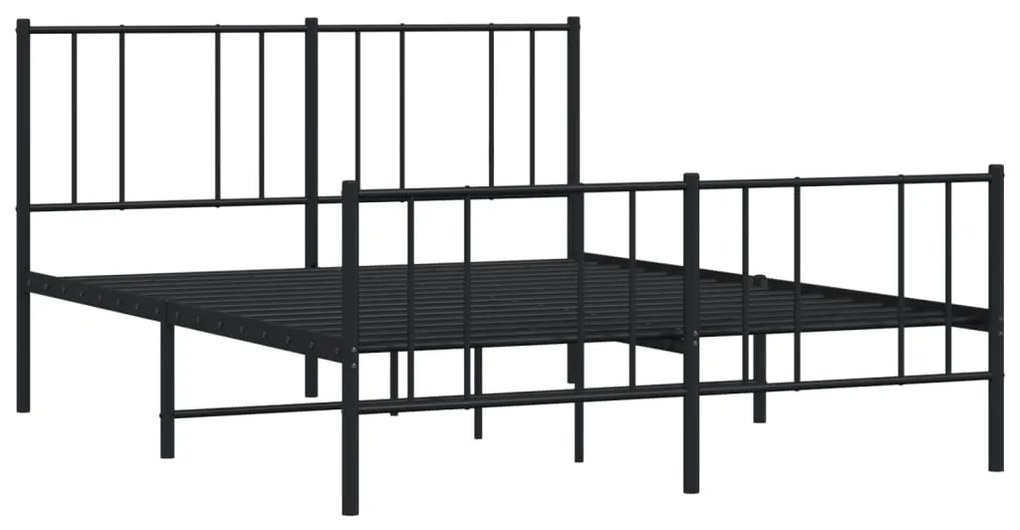 Estrutura de cama com cabeceira e pés 140x190 cm metal preto