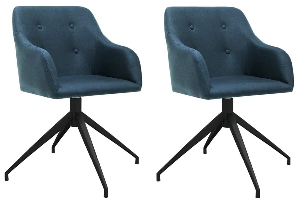vidaXL Cadeiras de jantar giratórias 2 pcs tecido azul