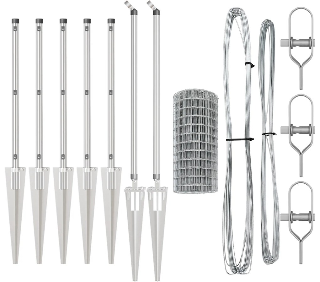 Euro Fence com 7 Postes Espigados 0.6x10 m Aço Galvanizado