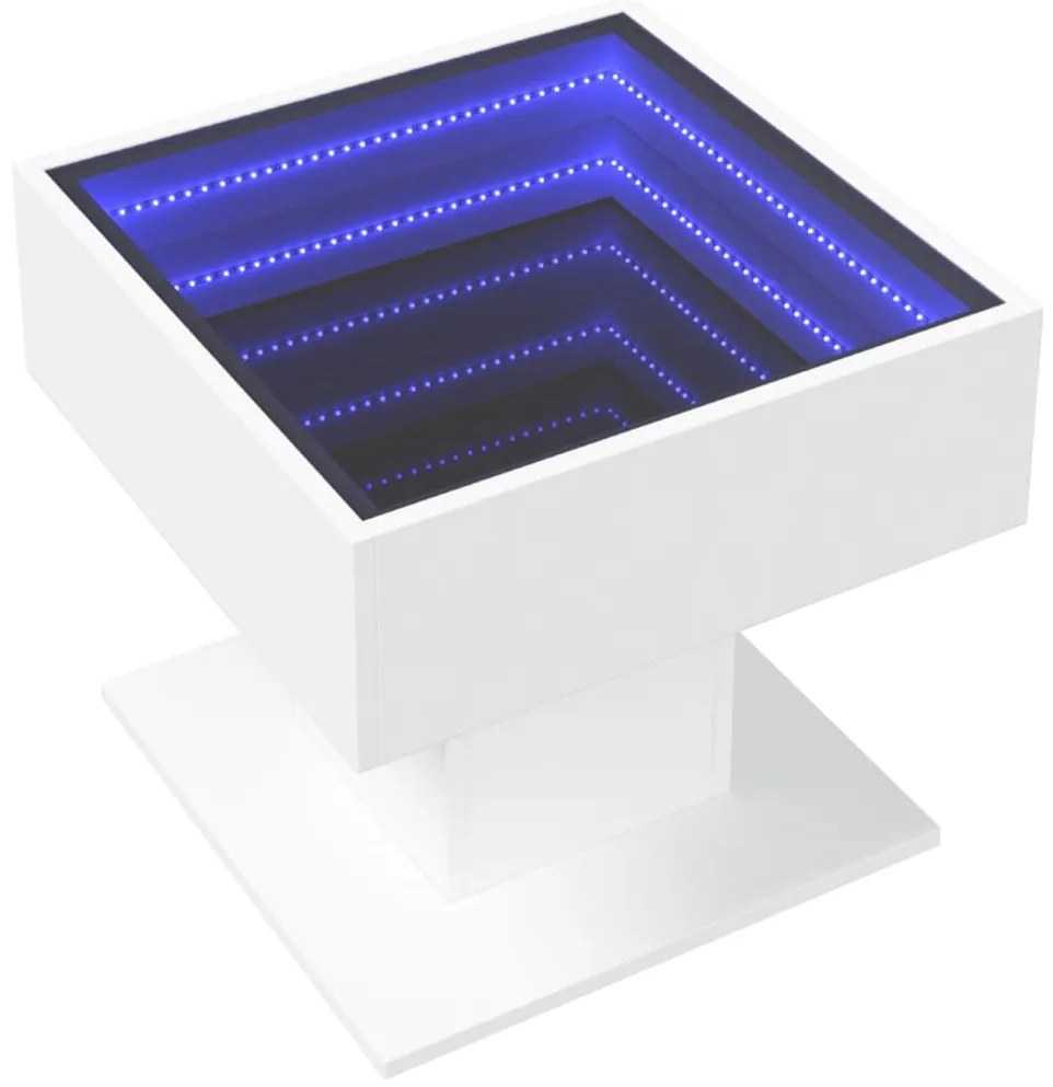 Mesa de centro c/ LEDs 50x50x45cm derivados de madeira branco