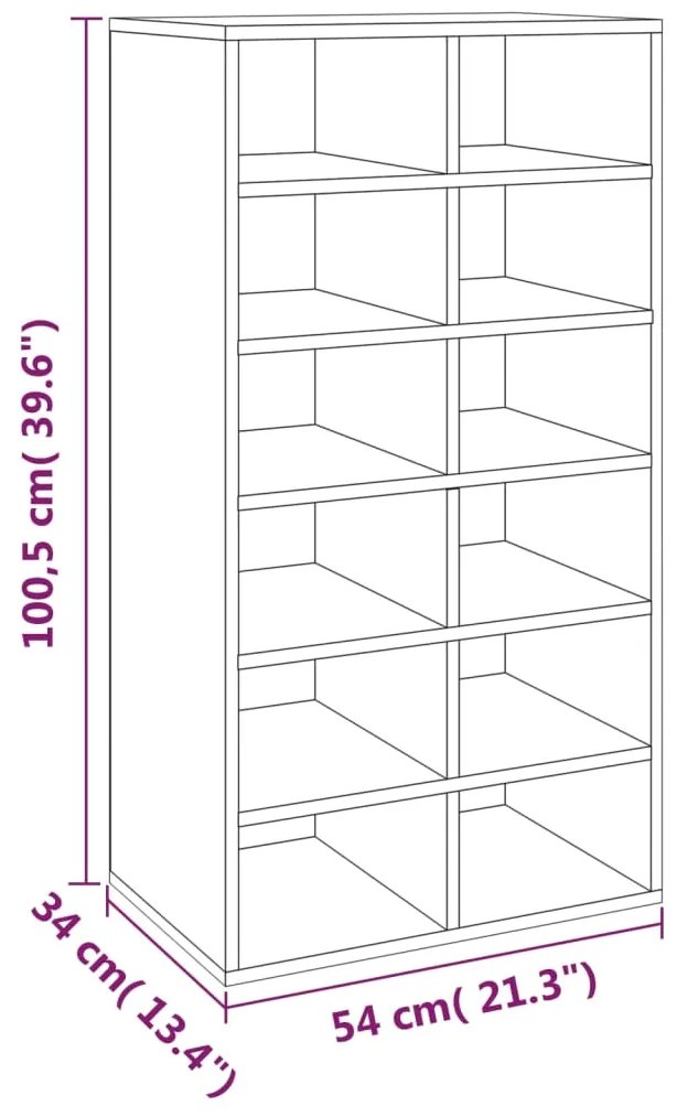 Sapateira 54x34x100,5 cm derivados de madeira cinzento sonoma
