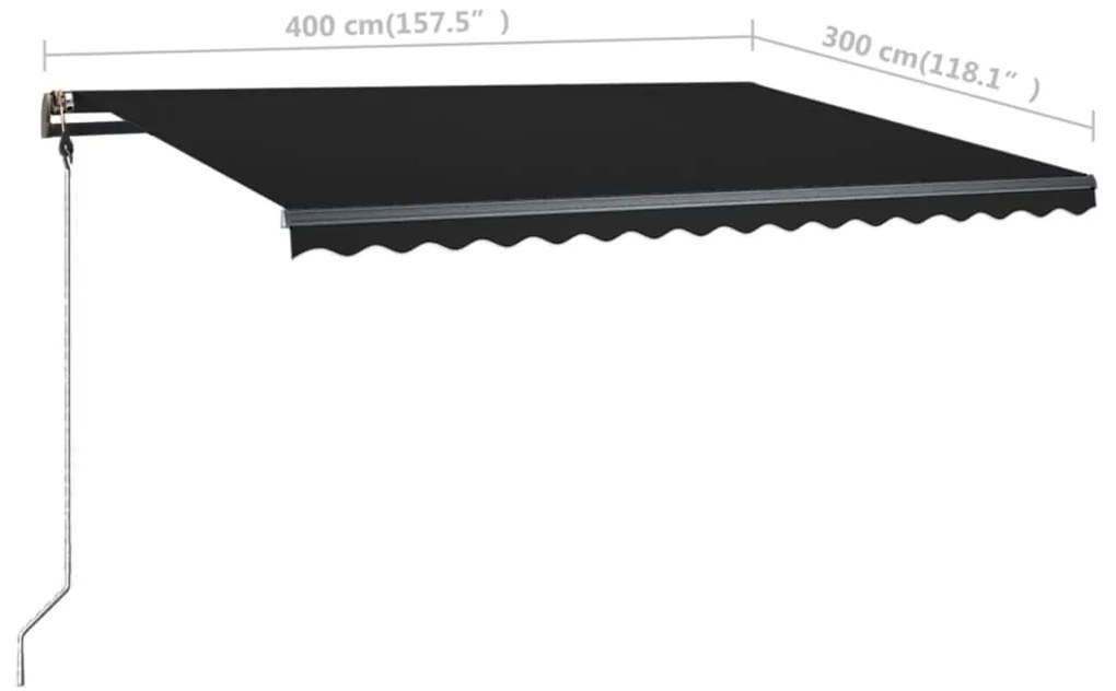 Toldo retrátil manual com LED 400x300 cm antracite
