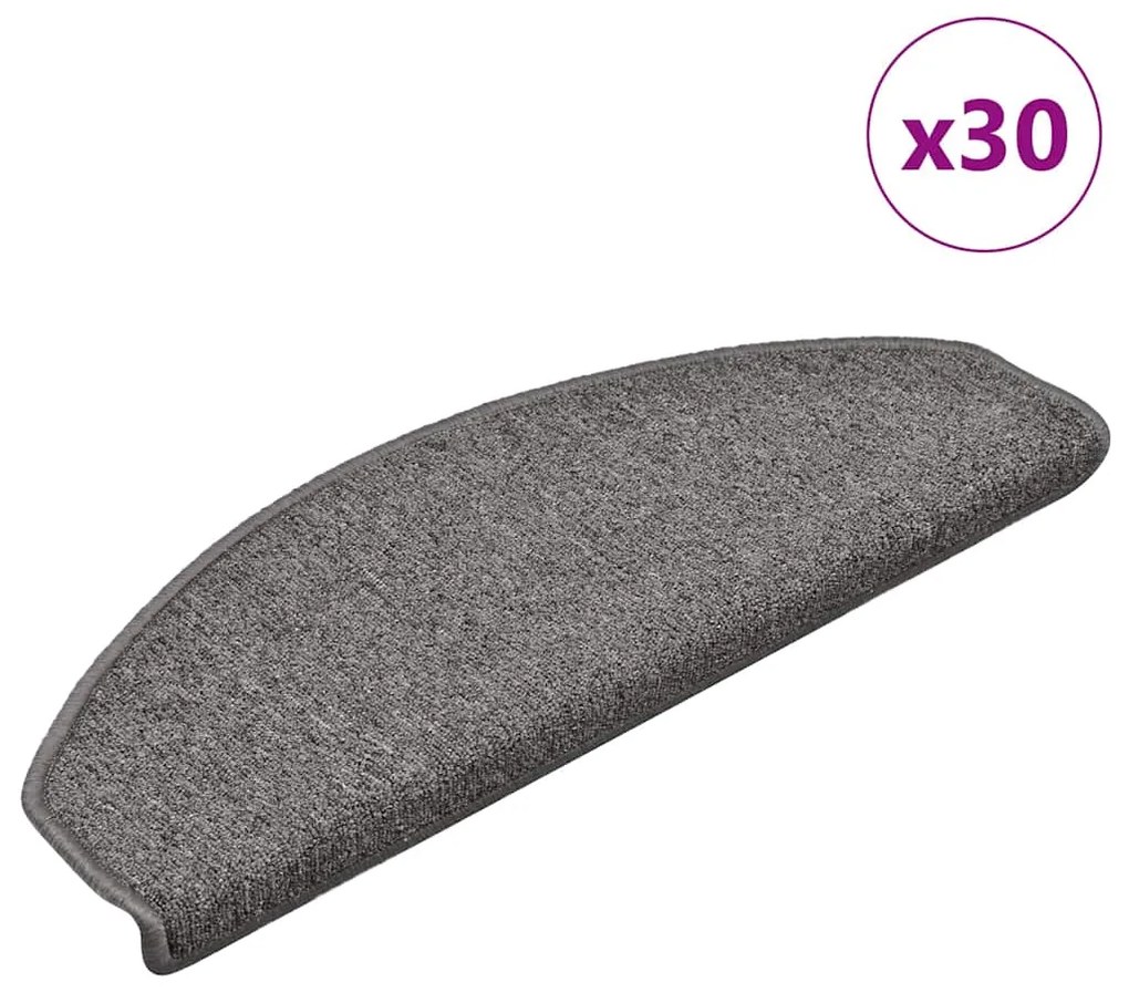 Tapetes de escada 30 pcs 65x24x4 cm cinzento-escuro