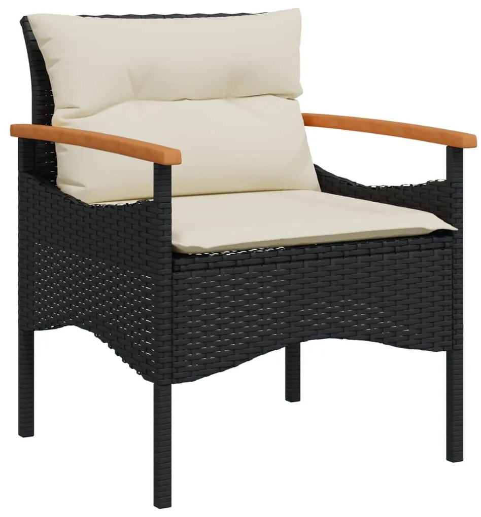 4 pcs conjunto de sofás para jardim c/ almofadões vime PE preto