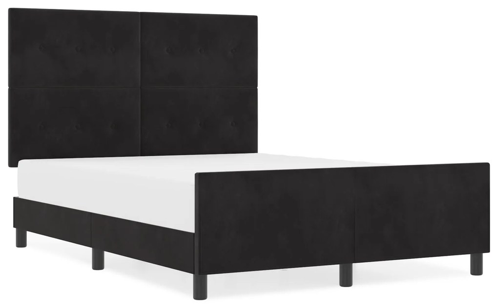 Estrutura de Cama vidaXL Preta 140x190 cm em Veludo