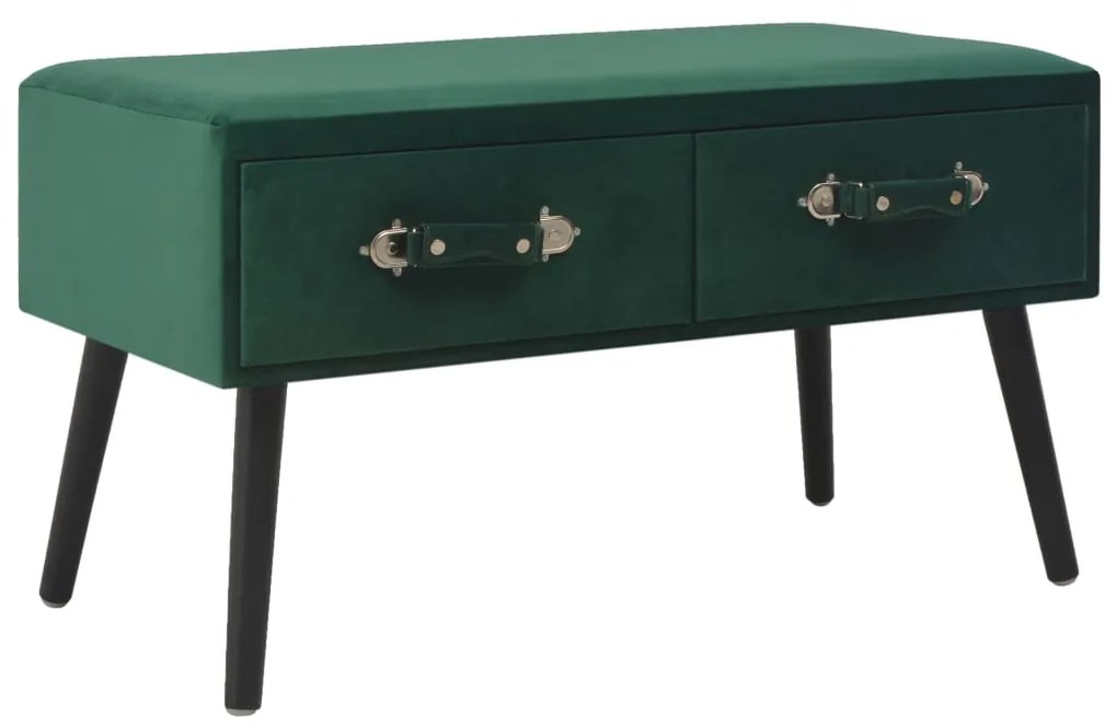 vidaXL Banco com gavetas 80 cm veludo verde