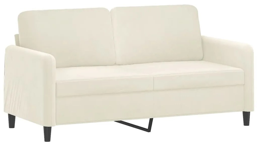 2 pcs conjunto de sofás com almofadas veludo cor creme