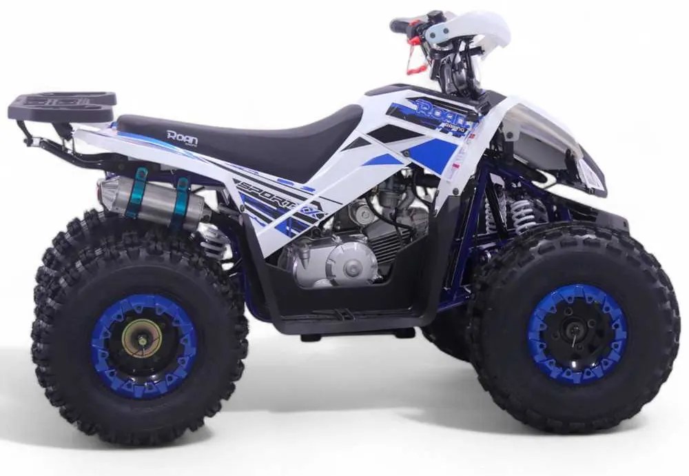 Mini Moto 4 gasolina para crianças automática 125cc Roan Coyote R8 Ecrã digital e com e marcha-atrás Azul