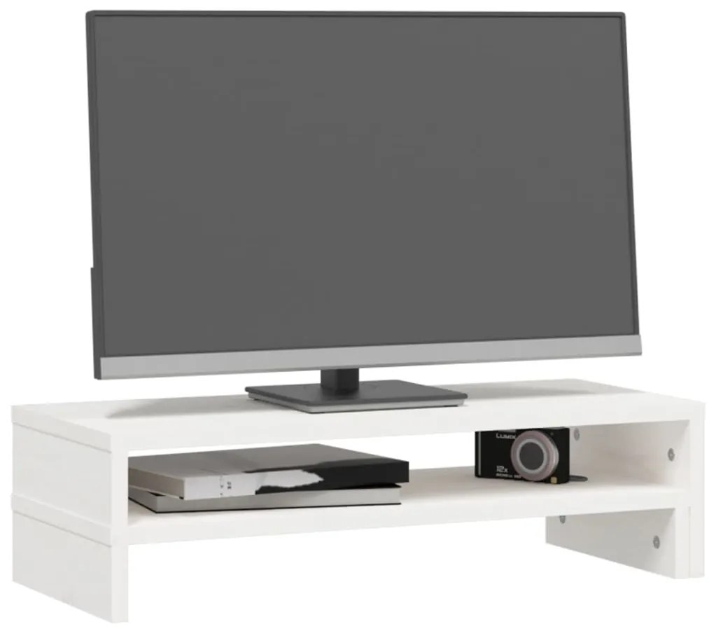 Suporte para monitor (52-101)x22x14 cm pinho maciço branco