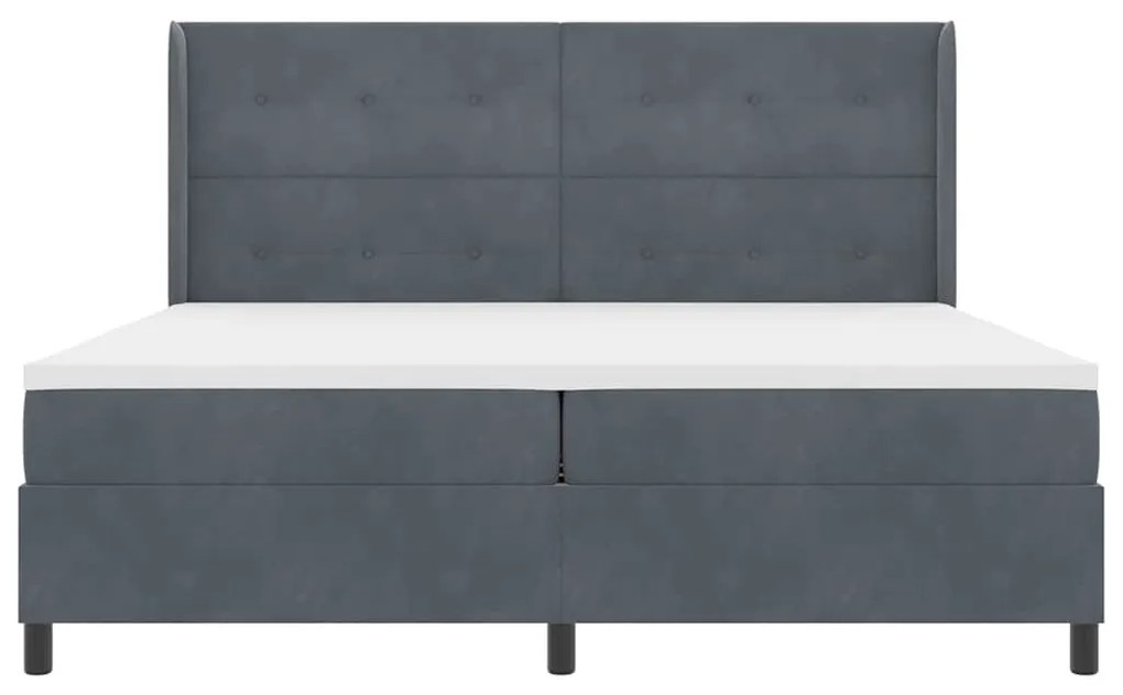 Cama Box Box Spring com Colchão e LED Cinza Escuro 200x200 cm Veludo