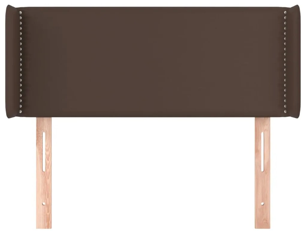Cabeceira cama c/ abas couro artificial 93x16x78/88 cm castanho