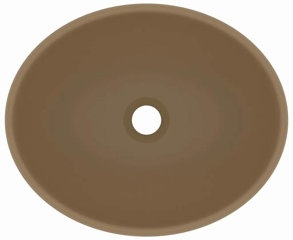Lavatório luxuoso formato oval 40x33 cm cerâmica creme mate