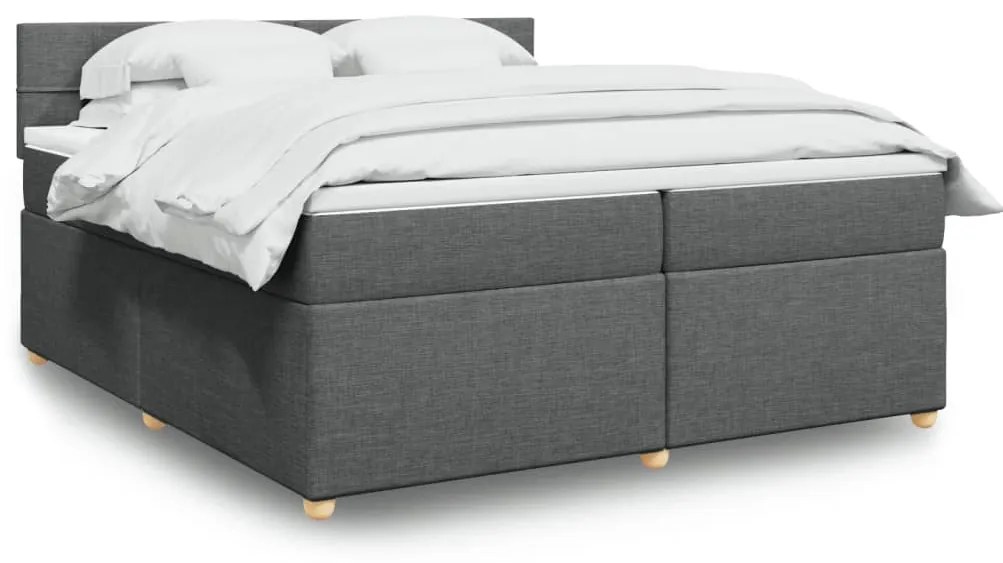 Cama com molas/colchão 200x200 cm tecido cinzento-escuro