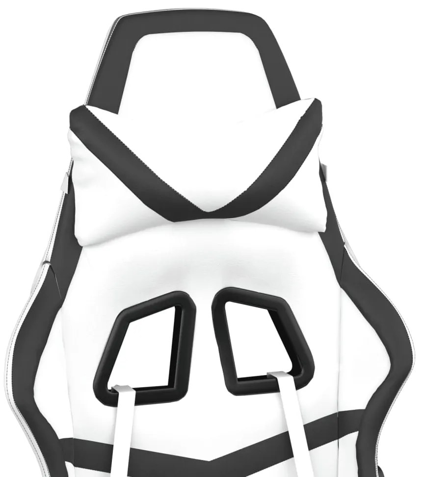 Cadeira gaming massagens couro artificial branco e preto