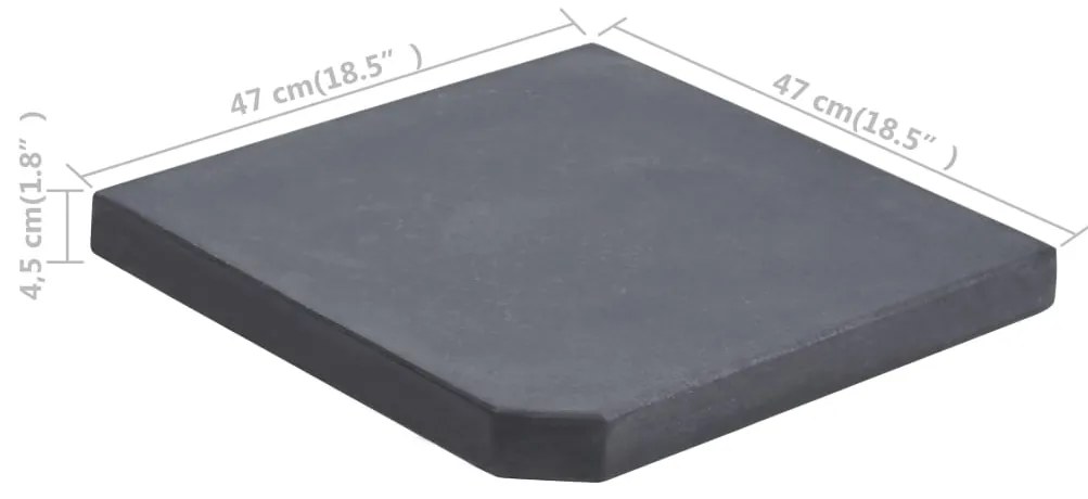 Base para guarda-sol quadrada em granito 25 kg preto