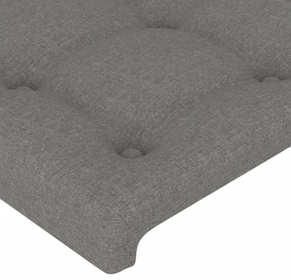 Cabeceira de cama c/ LED tecido 147x16x118/128 cm cinza-escuro