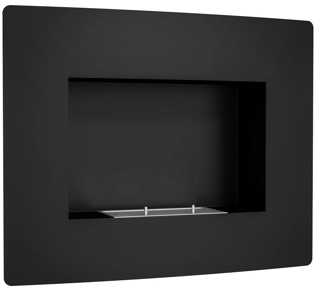 HOMCOM Lareira de Bioetanol de Parede com Depósito de 0,9L Tempo de Combustão 3,3H para Interiores 15-20 m² 66x16x52 cm Preto