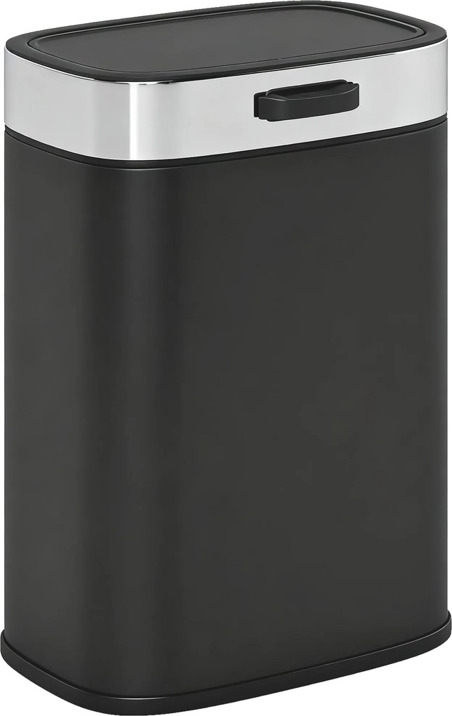 HOMCOM Lixeira, Lixeira de cozinha em aço inox com tampa que permanece aberta, balde interior removível, 21,5x19,5x30 cm, Preto | Aosom Portugal