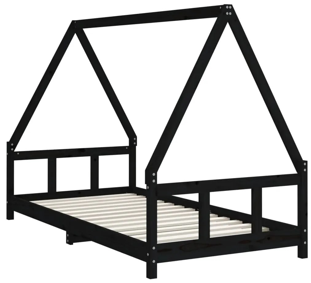 Estrutura de cama infantil 90x190 cm pinho maciço preto