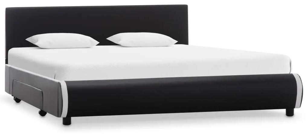 Estrutura de cama com gavetas 120x200cm couro artificial preto