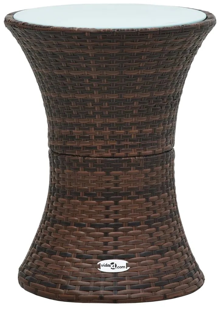 48151 vidaXL Mesa de apoio jardim em forma de djembé vime PE castanho