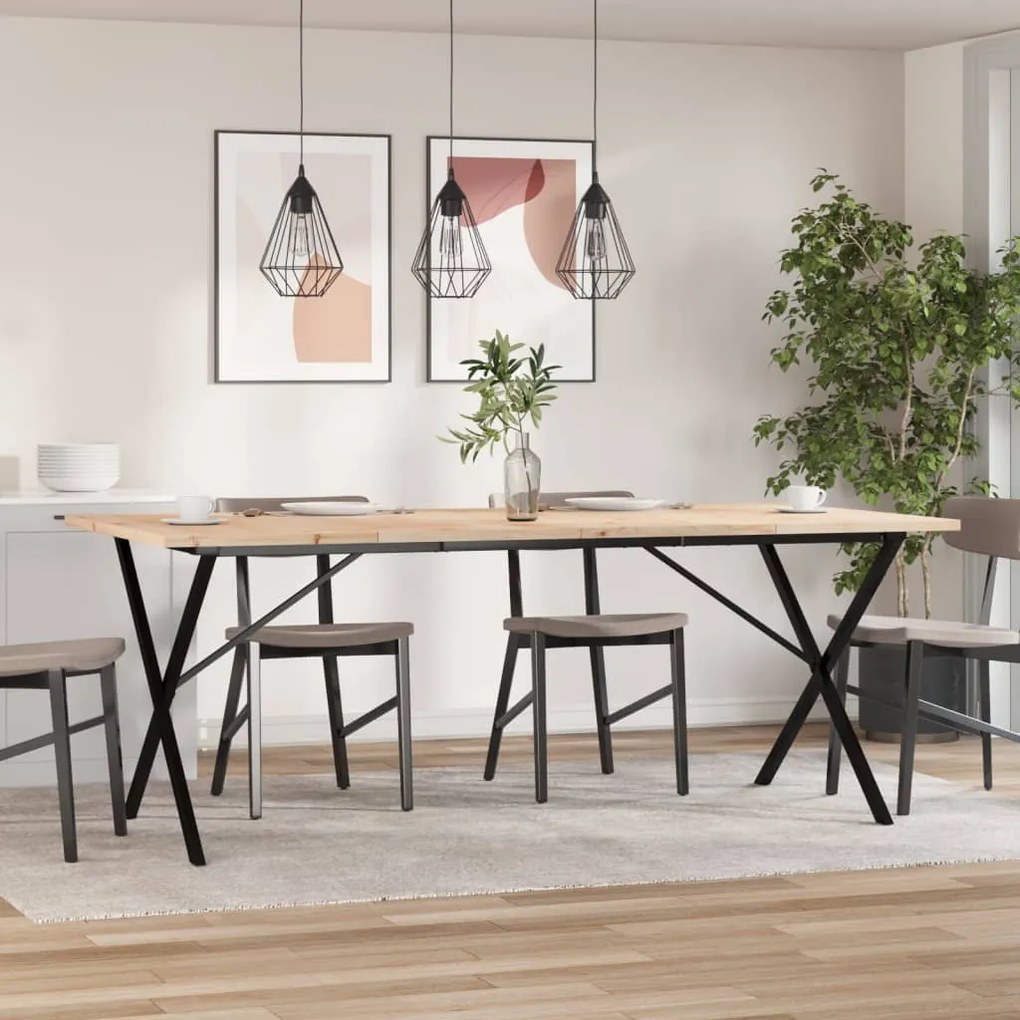 Mesa de jantar estrutura X 200x100x75,5 cm pinho/aço