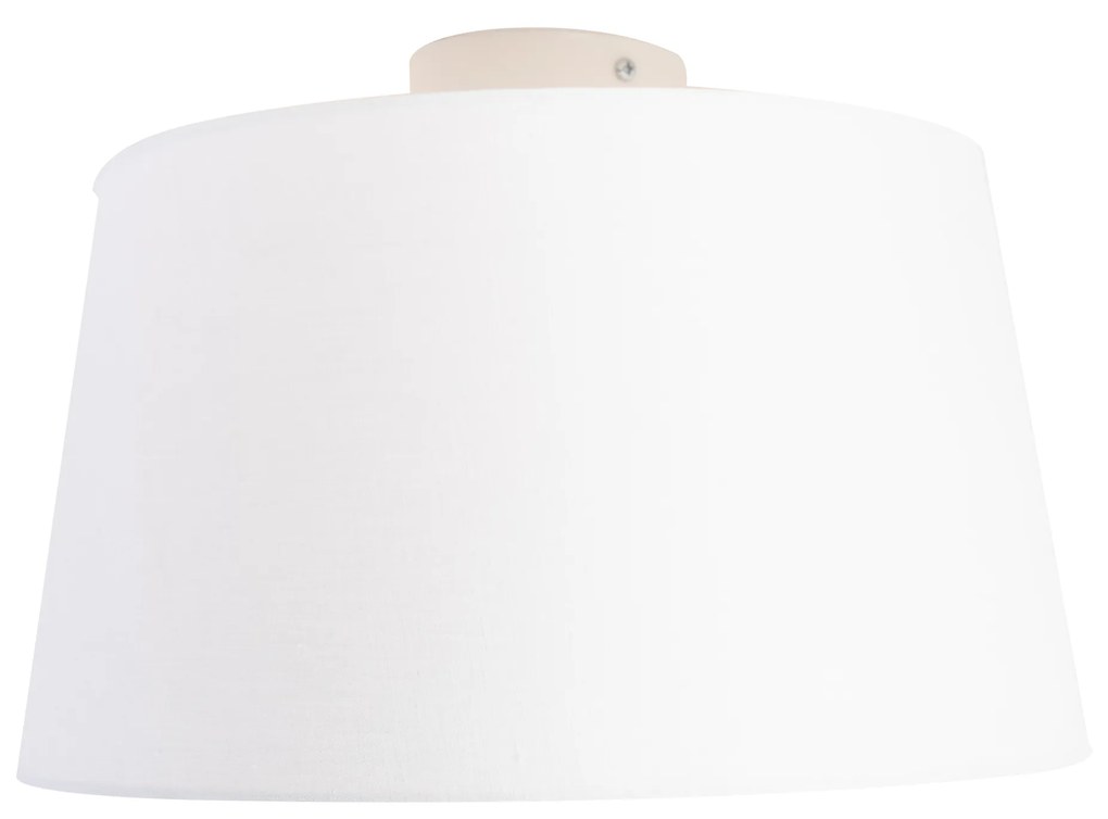 Luminária de teto com máscara de linho branco 35 cm - Combi branco Country / Rústico