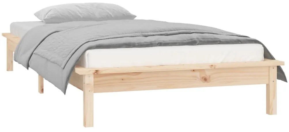 Estrutura de cama c/ LEDs 90x200 cm madeira maciça