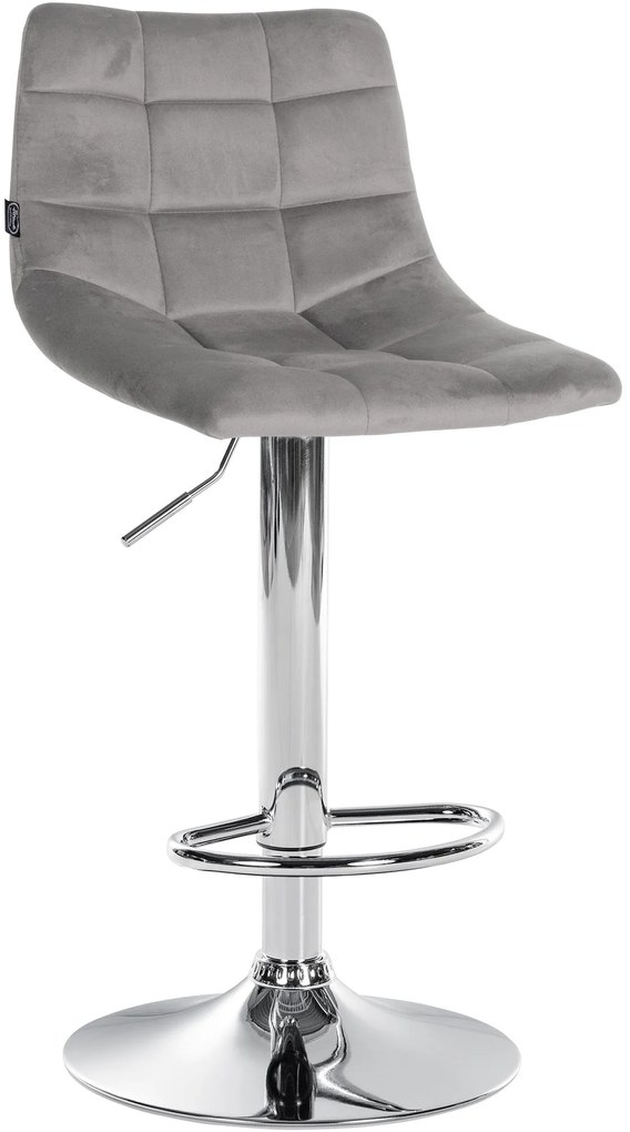 Conjunto de 2 bancos de bar Jerry em veludo com estrutura cromada 87-108,5 x 43 x 46,5 cm Cinzento