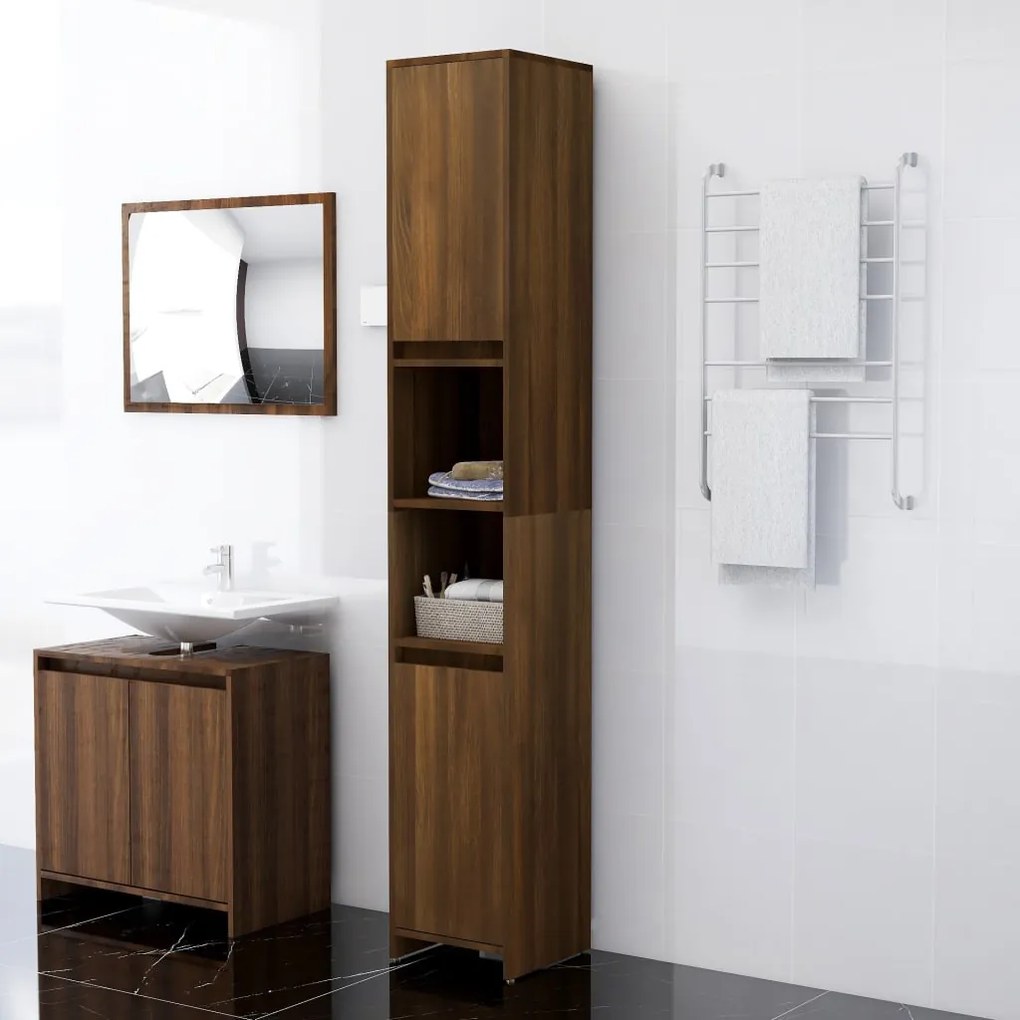 815110 vidaXL Armário WC 30x30x183,5cm derivados de madeira carvalho castanho