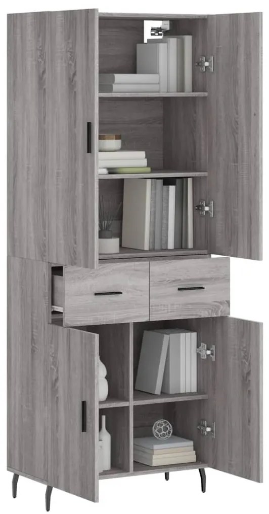 Armário alto 69,5x34x180 cm derivados de madeira sonoma cinza