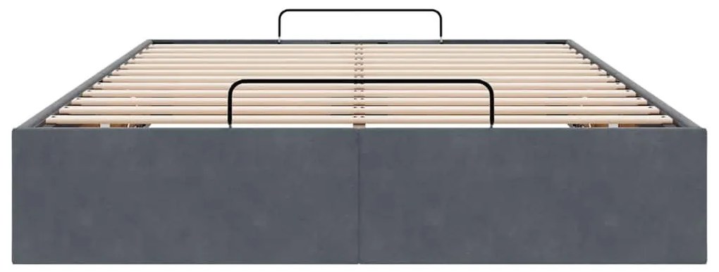 Otomano Bed Frame No Colchão Cinzento Escuro 120x200 cm Veludo