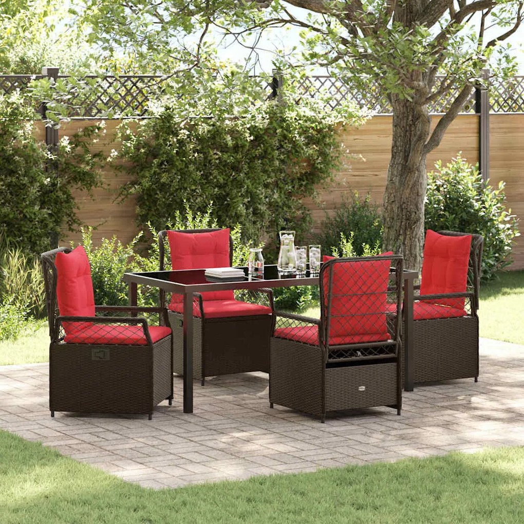 vidaXL Conjunto de Jantar para Jardim 5 Peças em Polyrattan Castanho