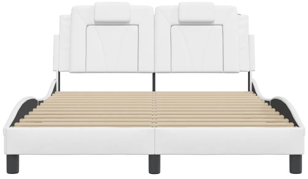 Estrutura cama c/ cabeceira 120x200 cm couro artificial branco