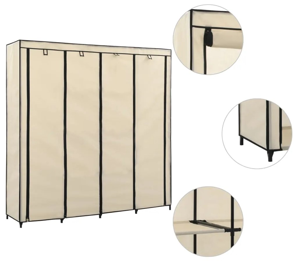 282447 vidaXL Roupeiro com 4 compartimentos 175x45x170 cm cor creme