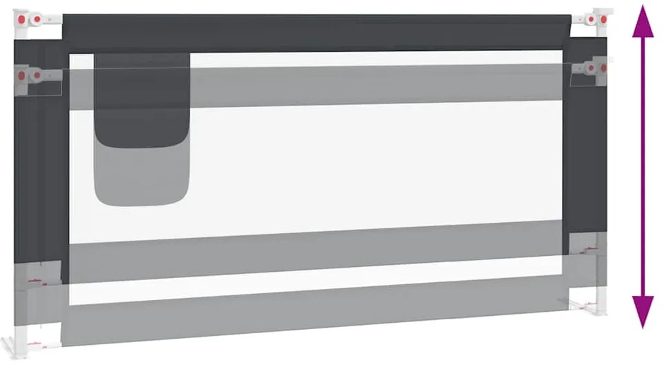 Barra segurança p/ cama infantil tecido 180x25 cm cinza-escuro