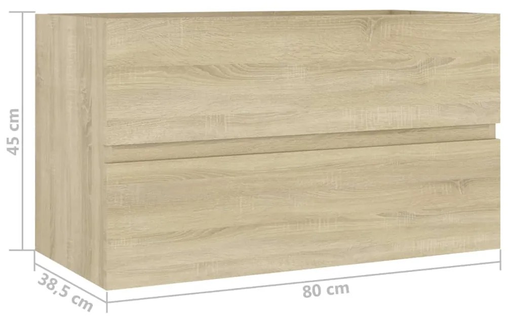 Armário de Parede para Lavatório de 80 cm - Carvalho - Design Moderno