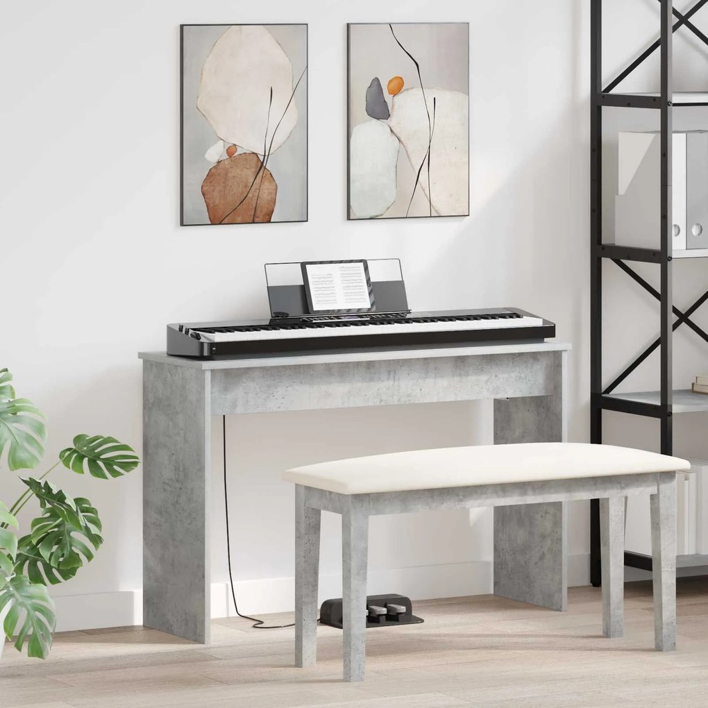 vidaXL Suporte de Teclado Cinzento 100 x 32 x 64 cm Madeira processada