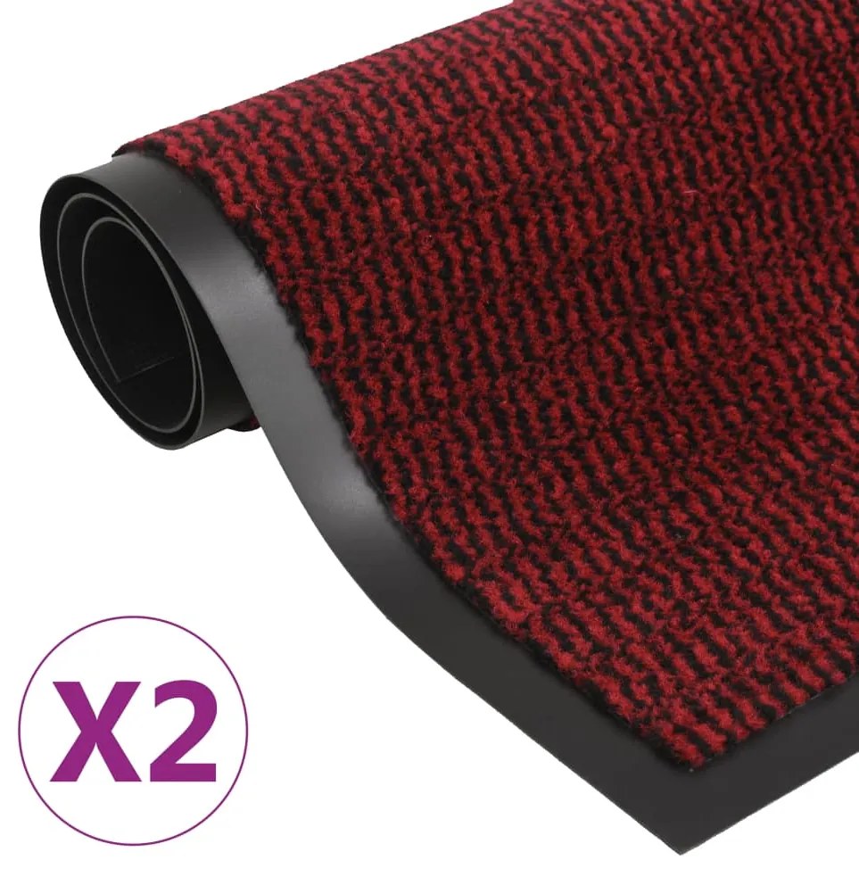 3051611 vidaXL Tapete controlo pó retangular tufado 2 pcs 80x120cm vermelho