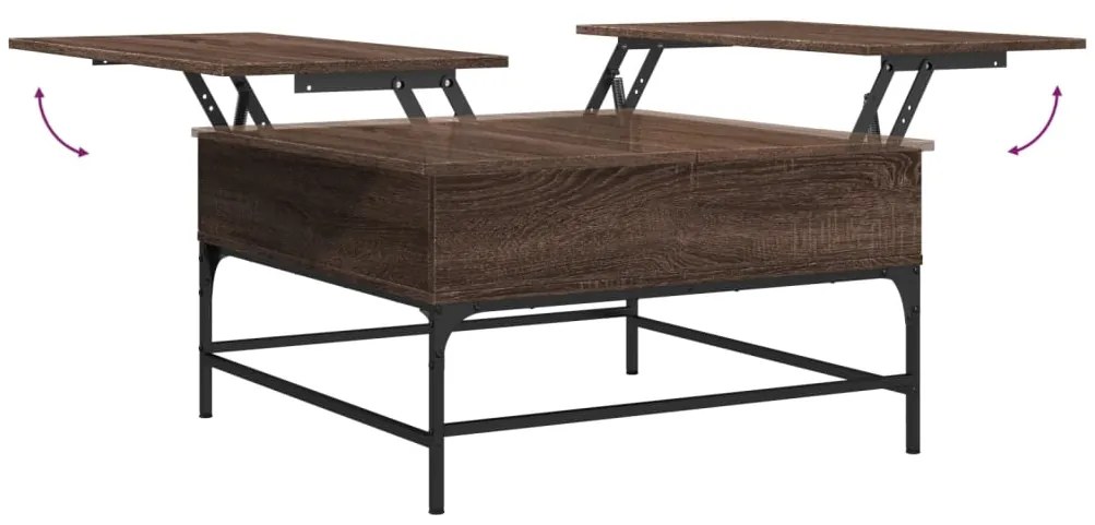 Mesa centro 80x80x45 cm deriv. madeira/metal carvalho castanho