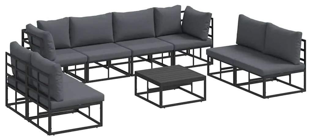 Conjunto de Sofá de Jardim 9 pcs Preto 70 x 70 x 32 cm Alumínio