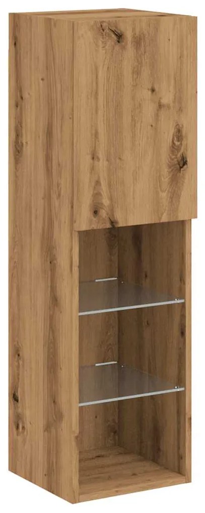 Móvel de TV com luzes LED 30,5x30x102 cm carvalho artisiano