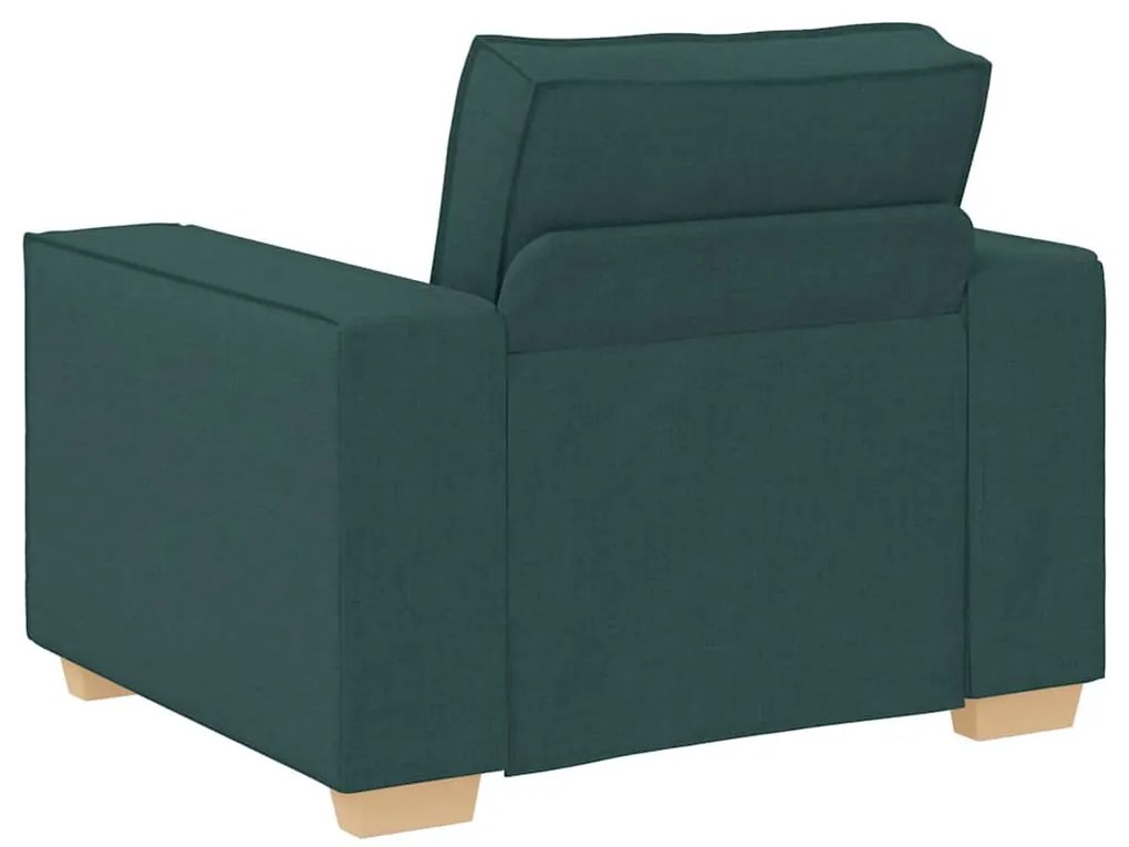 Conjunto de Sofá de 3 Peças com Almofadas em Tecido Verde Escuro