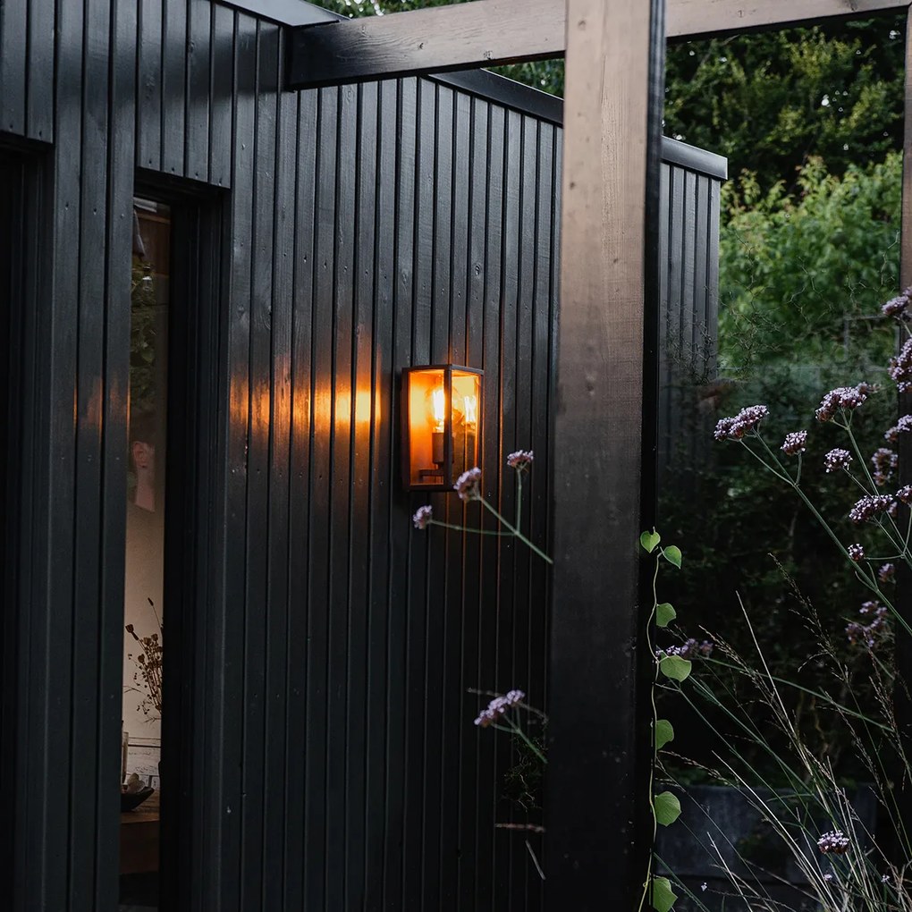 Candeeiro de parede industrial castanho ferrugem 26 cm IP44 - Charlois