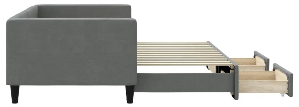 Sofá-cama c/ gavetão e gavetas 90x200 cm tecido cinzento-escuro