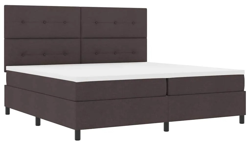 Cama Box com Colchão e LED - Castanho Escuro, 200 x 200 cm Tecido